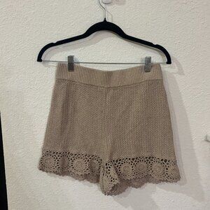 Abercrombie and Fitch Tan Knit Shorts Scalloped